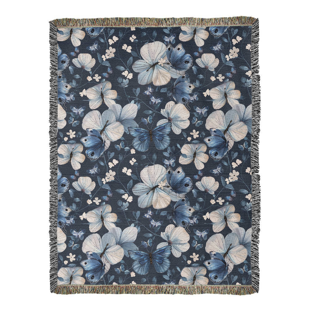 Butterflies And Flowers Pattern 026 - 60" x 80" Heirloom Woven Blanket