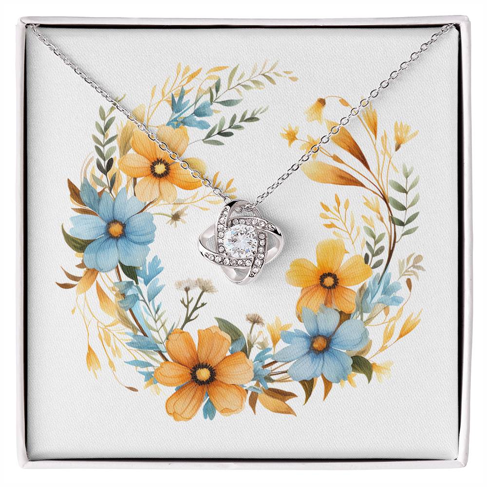 Boho Flowers Wreath Watercolor 13 - Love Knot Necklace