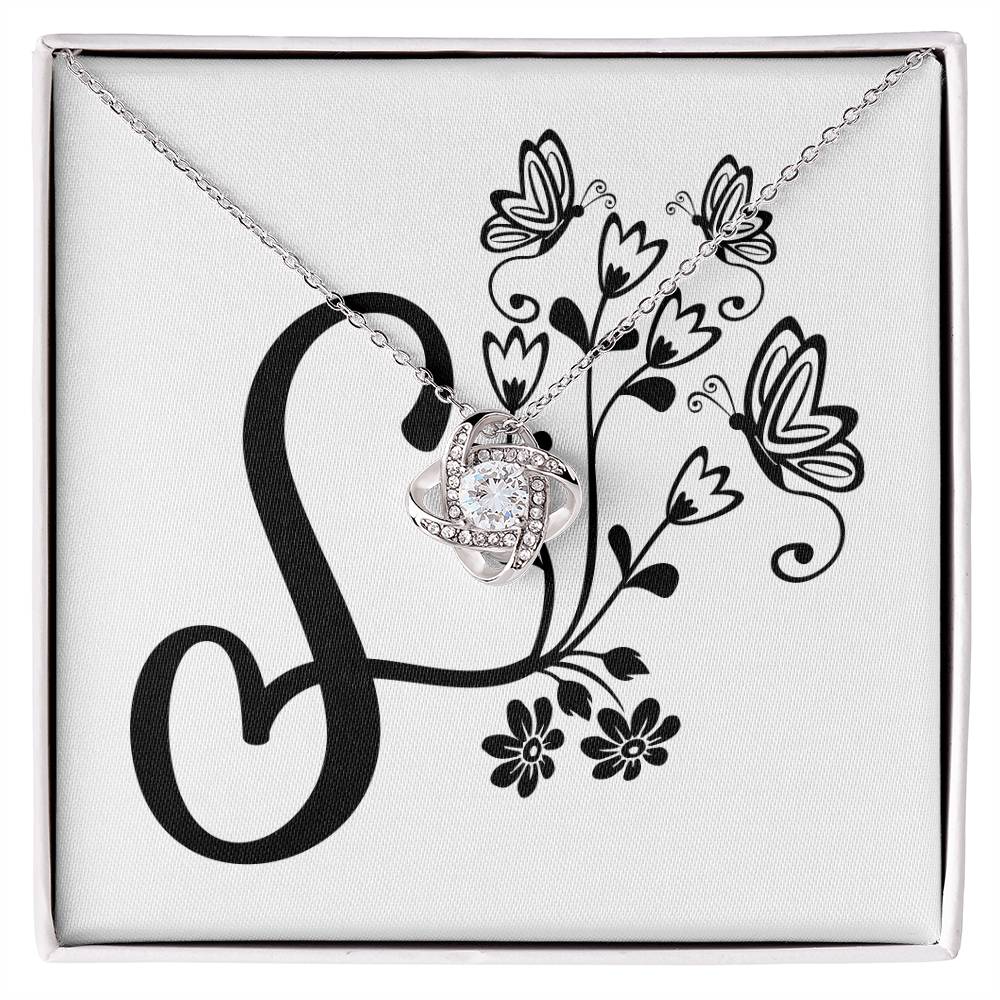 Botanical Monogram S - Love Knot Necklace