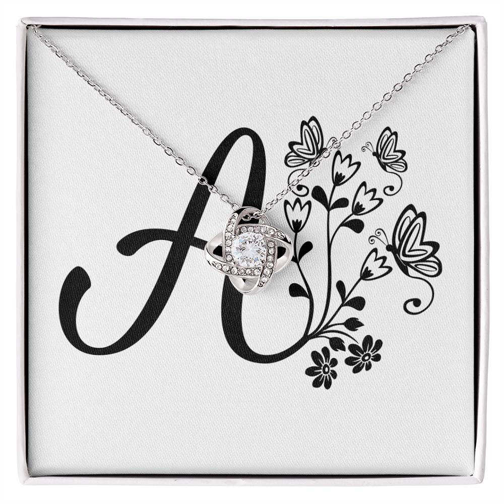Botanical Monogram A - Love Knot Necklace