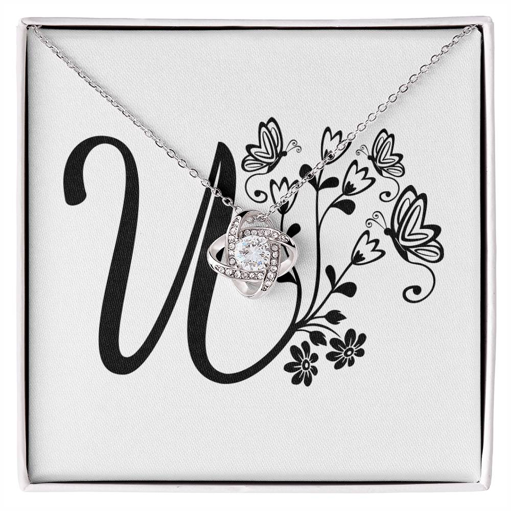Botanical Monogram U - Love Knot Necklace