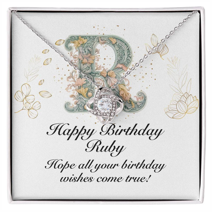 Happy Birthday Ruby v01 - Love Knot Necklace - Unique Gifts Store