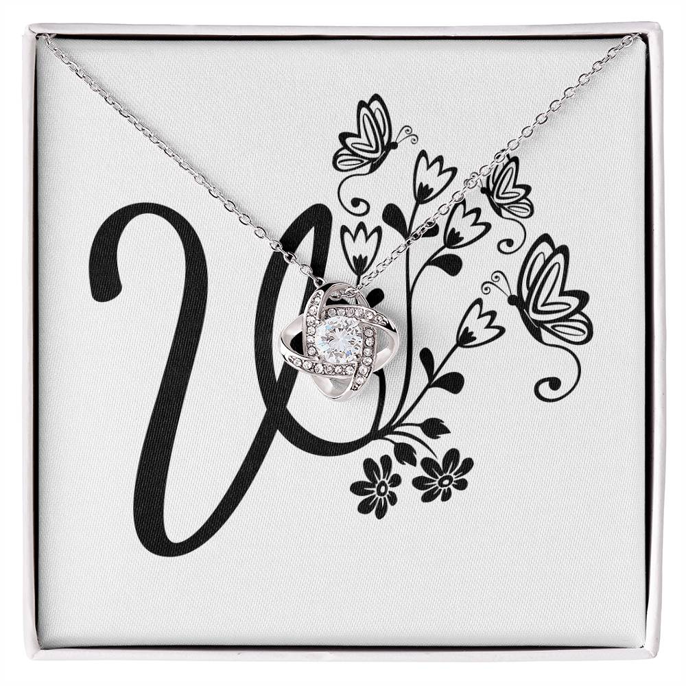 Botanical Monogram V - Love Knot Necklace
