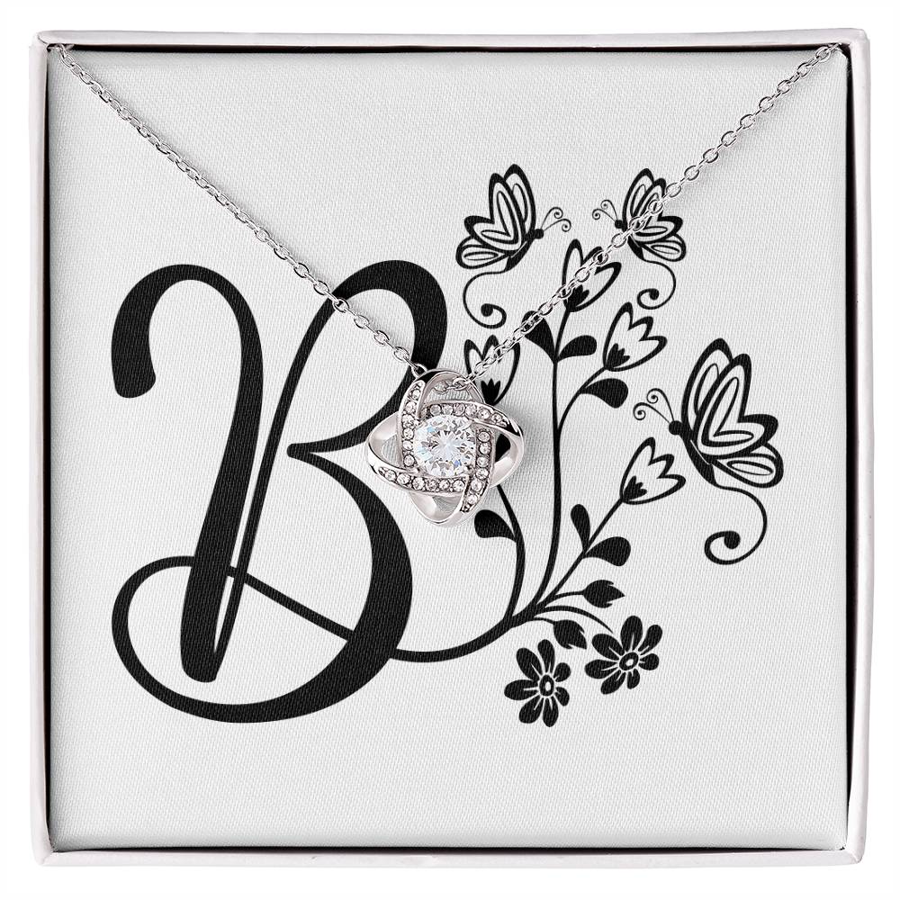 Botanical Monogram B - Love Knot Necklace