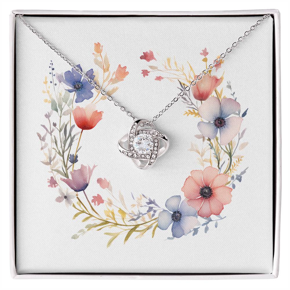 Boho Flowers Wreath Watercolor 18 - Love Knot Necklace