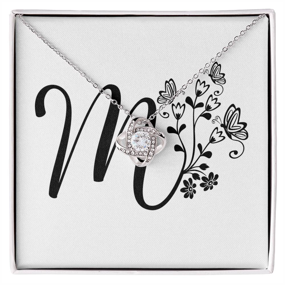 Botanical Monogram M - Love Knot Necklace