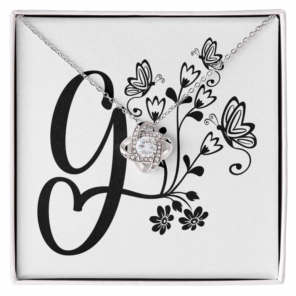 Botanical Monogram G - Love Knot Necklace