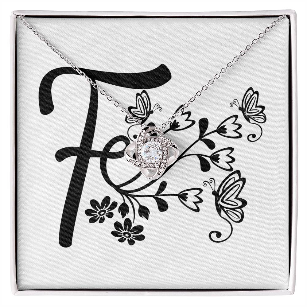 Botanical Monogram F - Love Knot Necklace