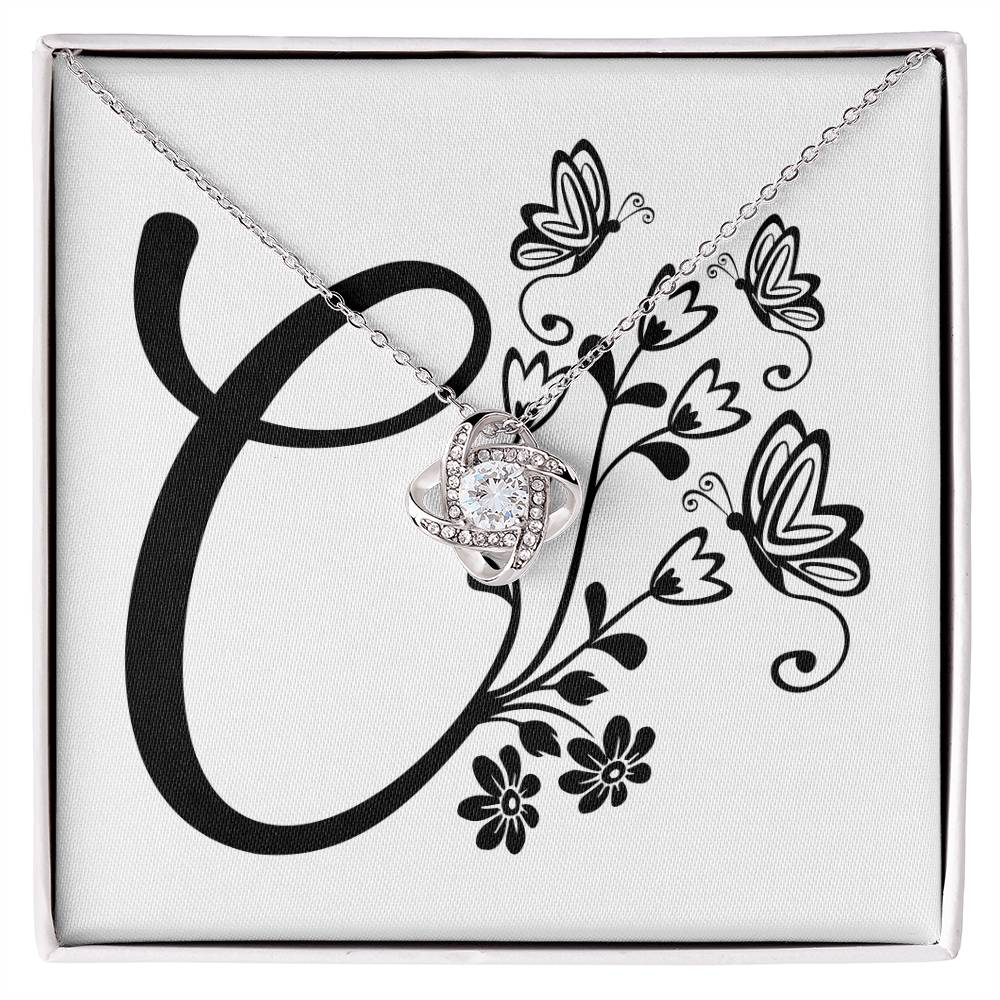 Botanical Monogram C - Love Knot Necklace