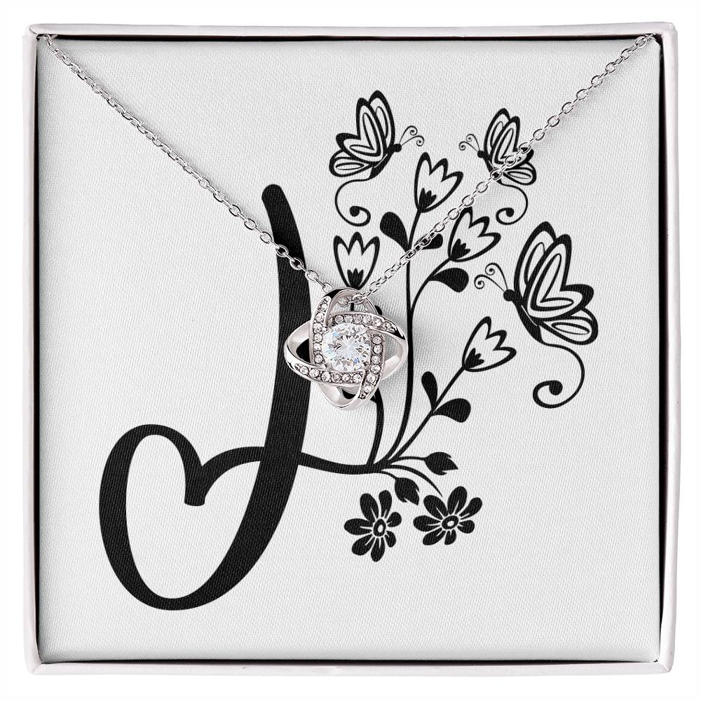Botanical Monogram J - Love Knot Necklace