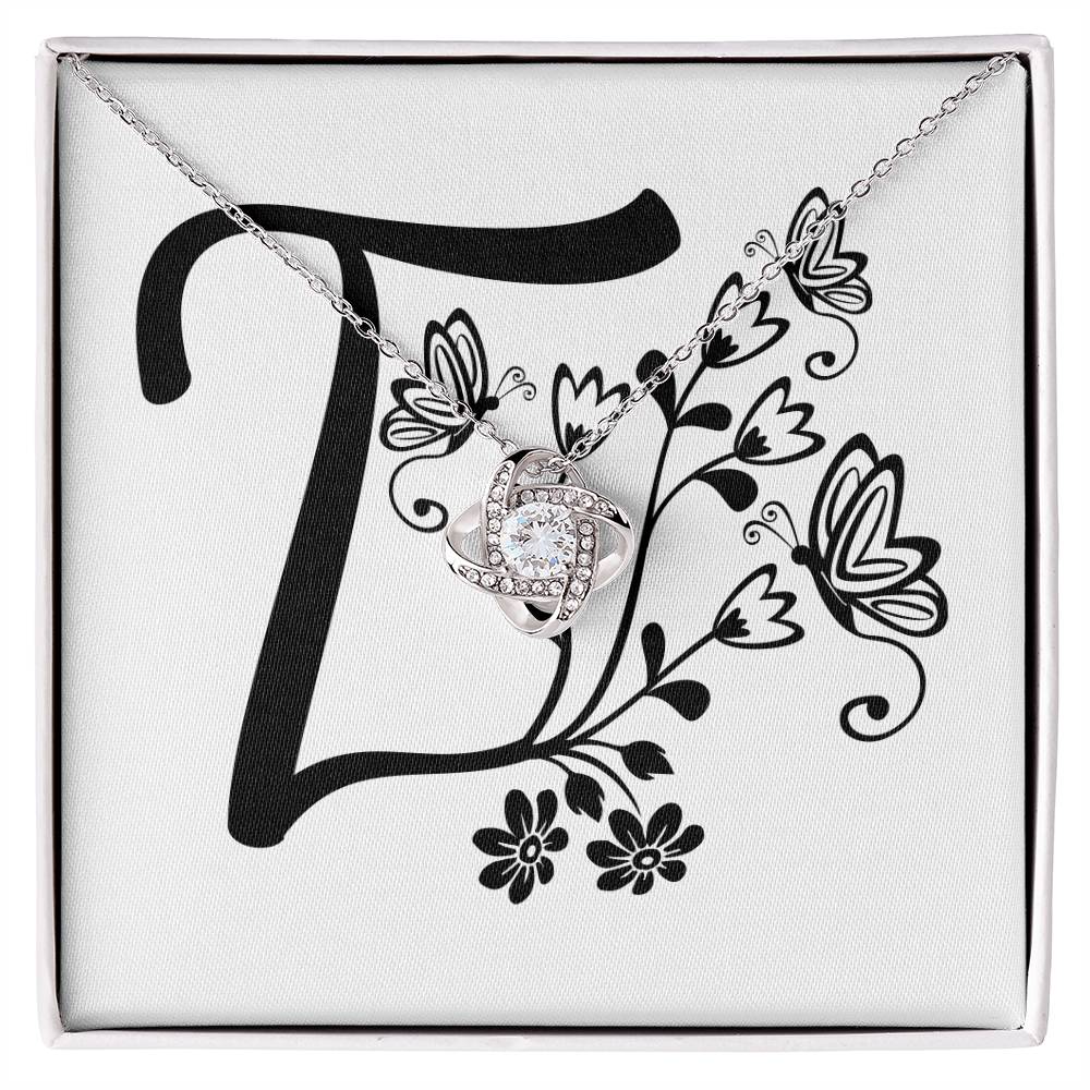 Botanical Monogram T - Love Knot Necklace