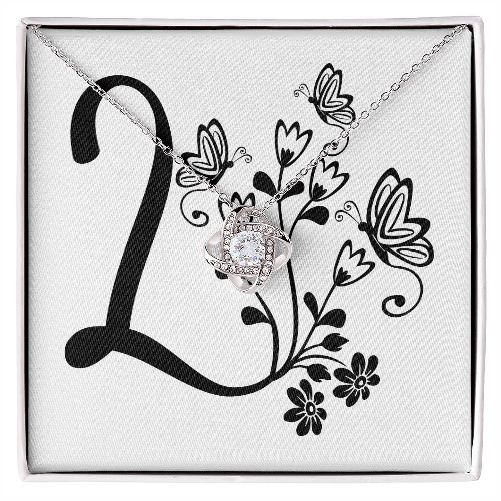 Botanical Monogram L - Love Knot Necklace