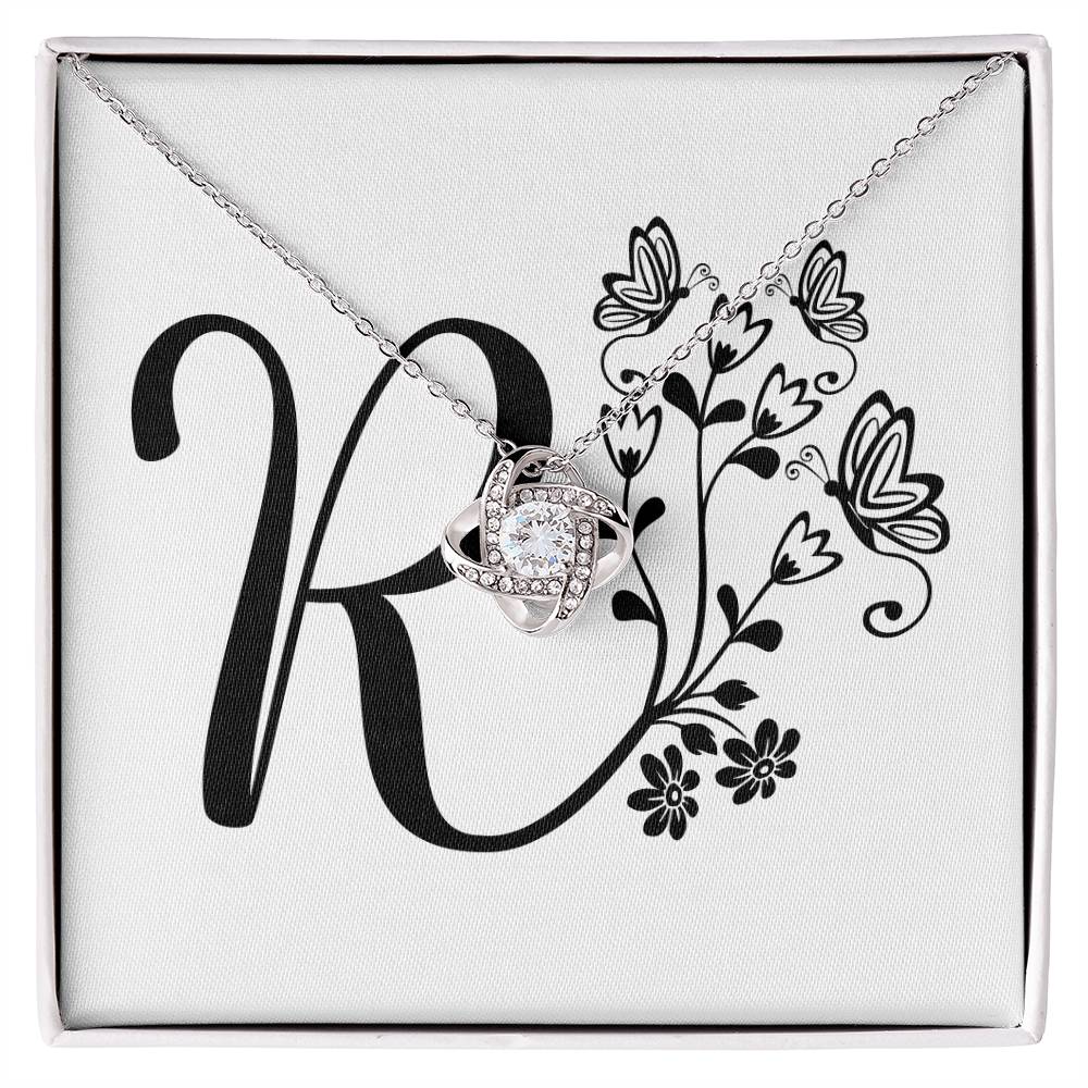 Botanical Monogram R - Love Knot Necklace