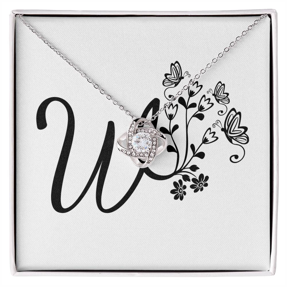 Botanical Monogram W - Love Knot Necklace