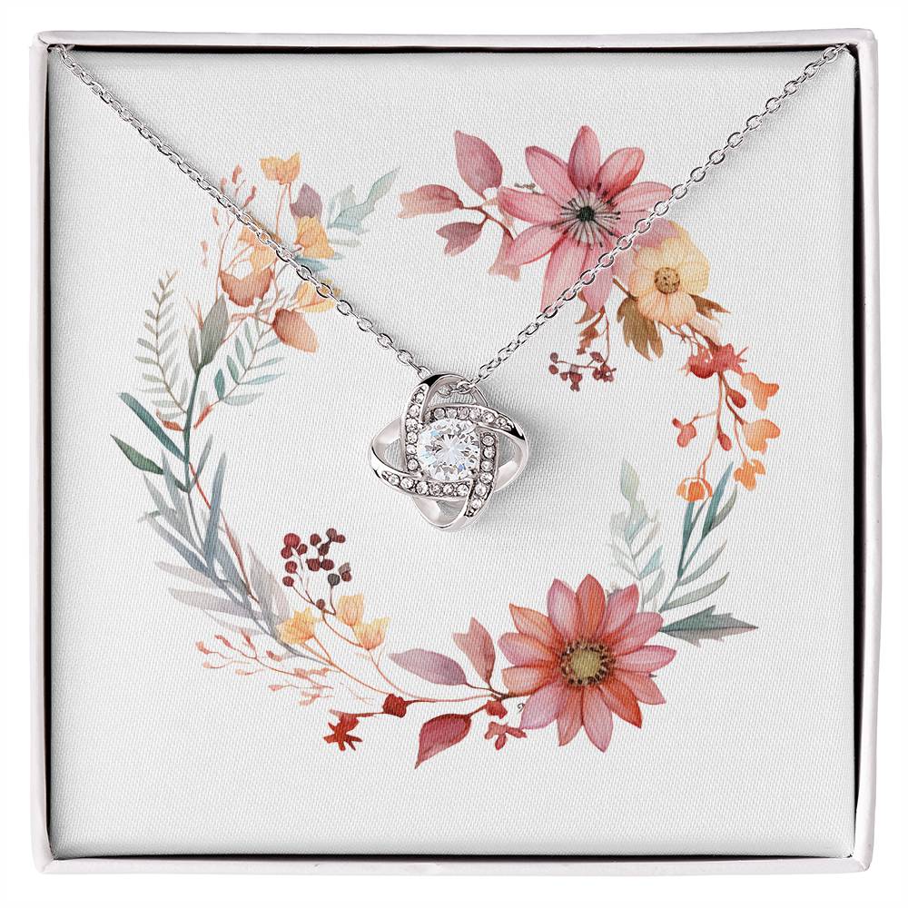 Boho Flowers Wreath Watercolor 20 - Love Knot Necklace