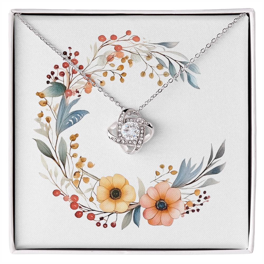 Boho Flowers Wreath Watercolor 04 - Love Knot Necklace