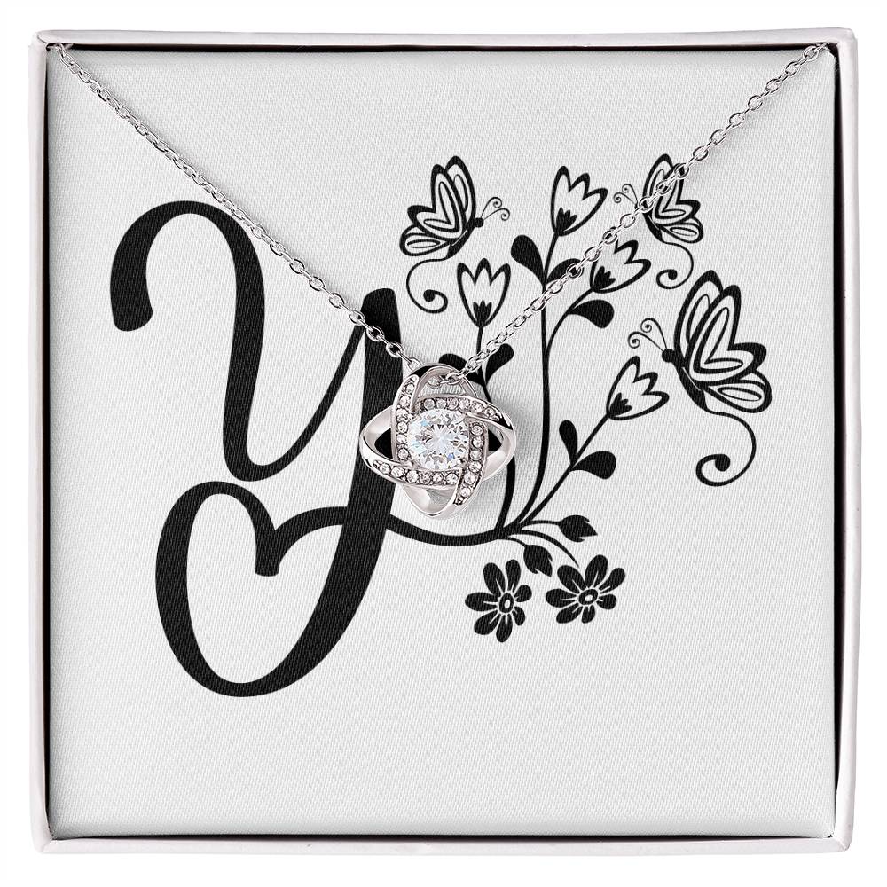 Botanical Monogram Y - Love Knot Necklace