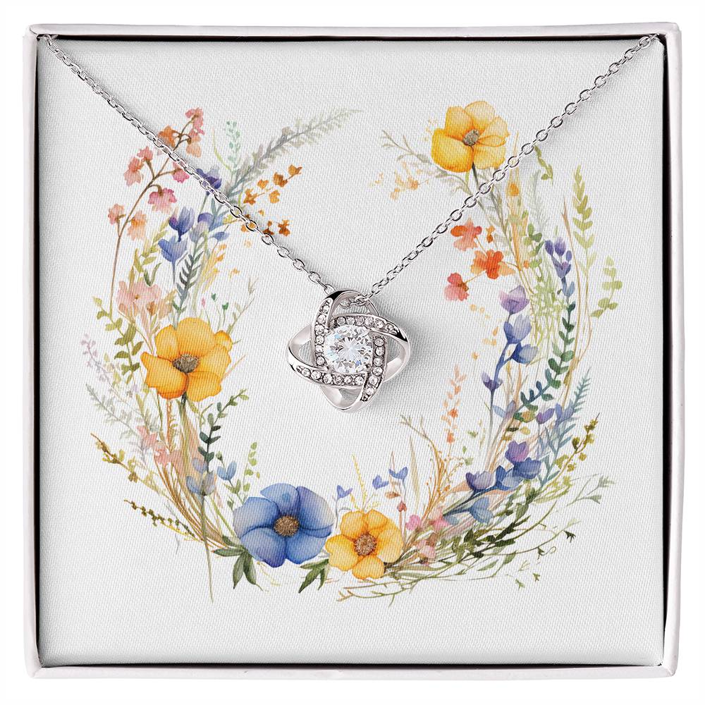 Boho Flowers Wreath Watercolor 12 - Love Knot Necklace