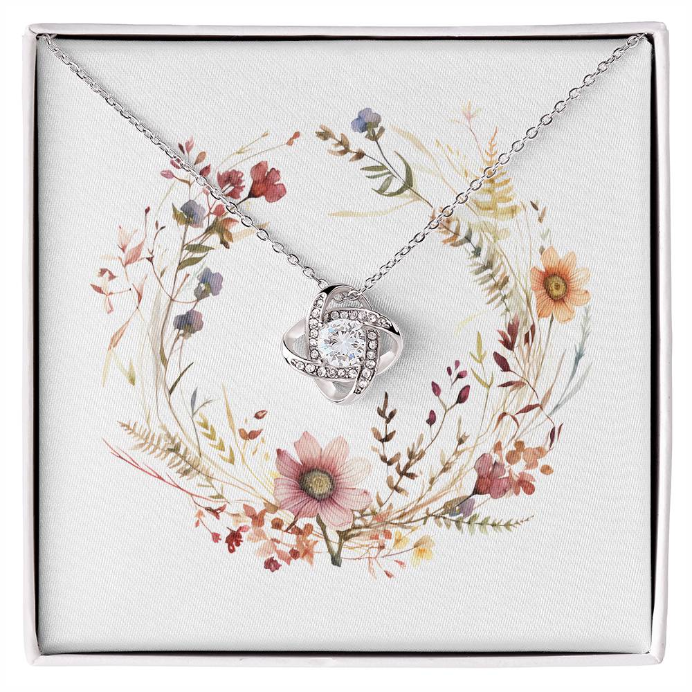 Boho Flowers Wreath Watercolor 08 - Love Knot Necklace