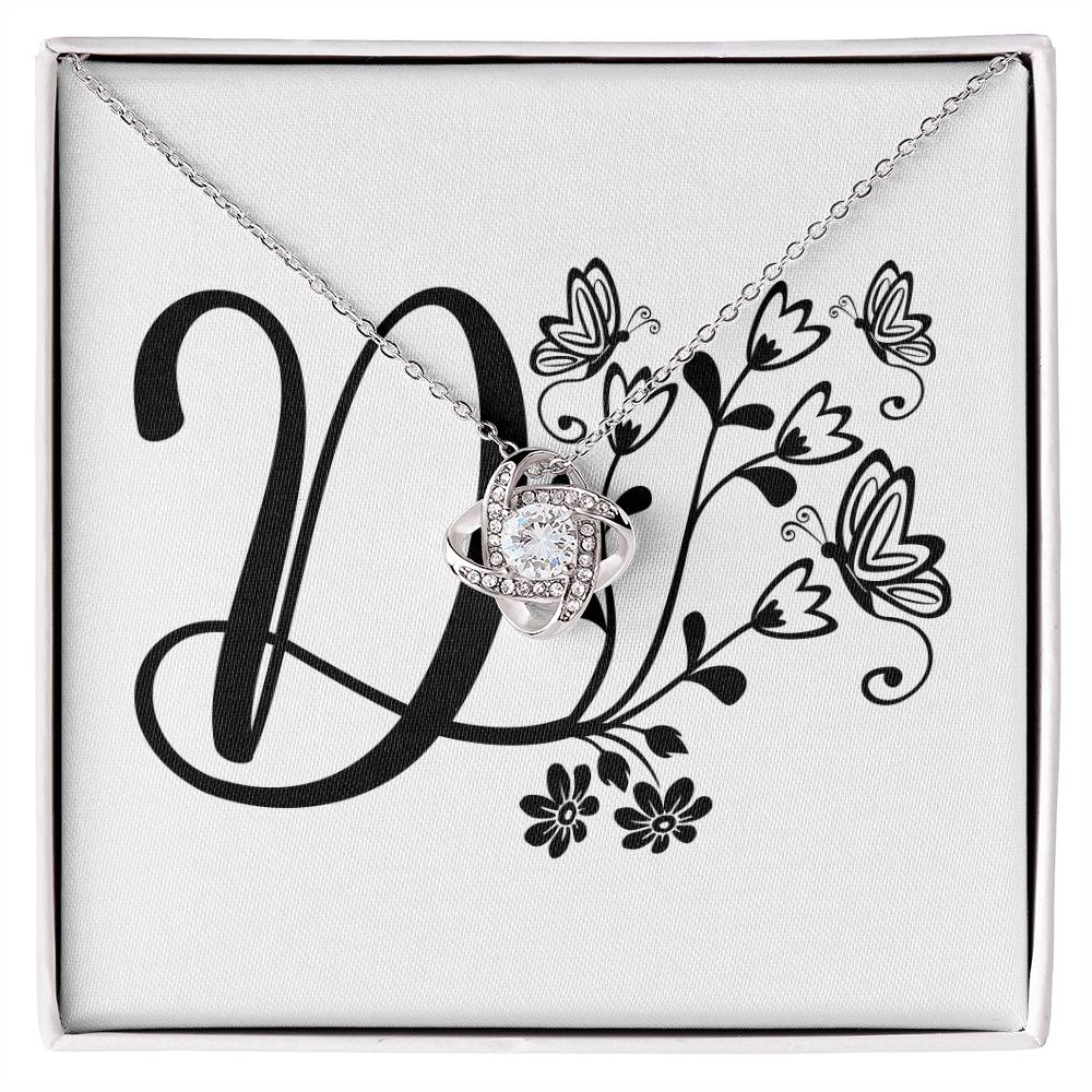 Botanical Monogram D - Love Knot Necklace