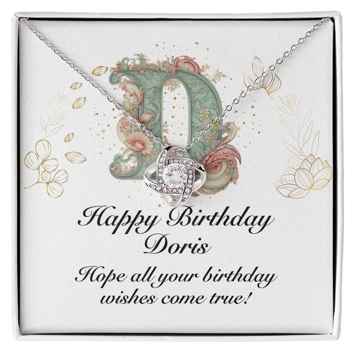 Happy Birthday Doris v01 - Love Knot Necklace - Unique Gifts Store