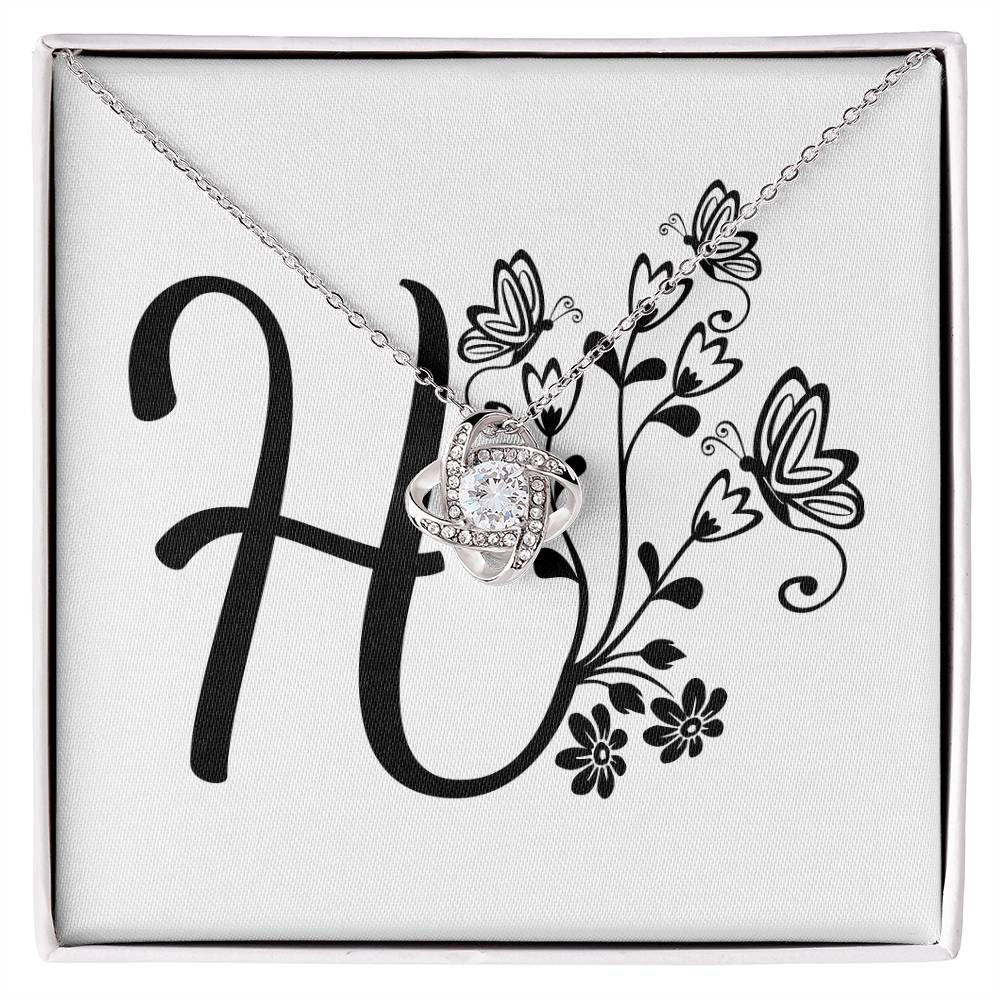 Botanical Monogram H - Love Knot Necklace