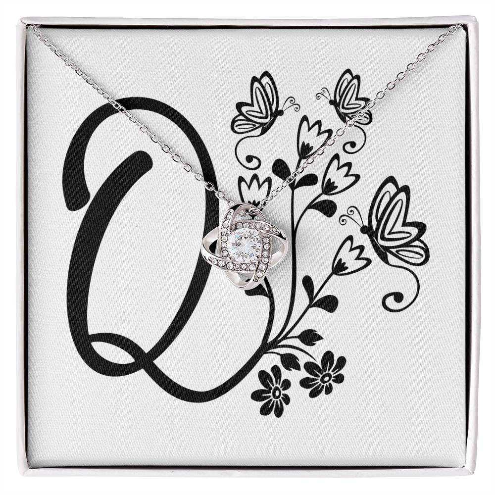 Botanical Monogram Q - Love Knot Necklace
