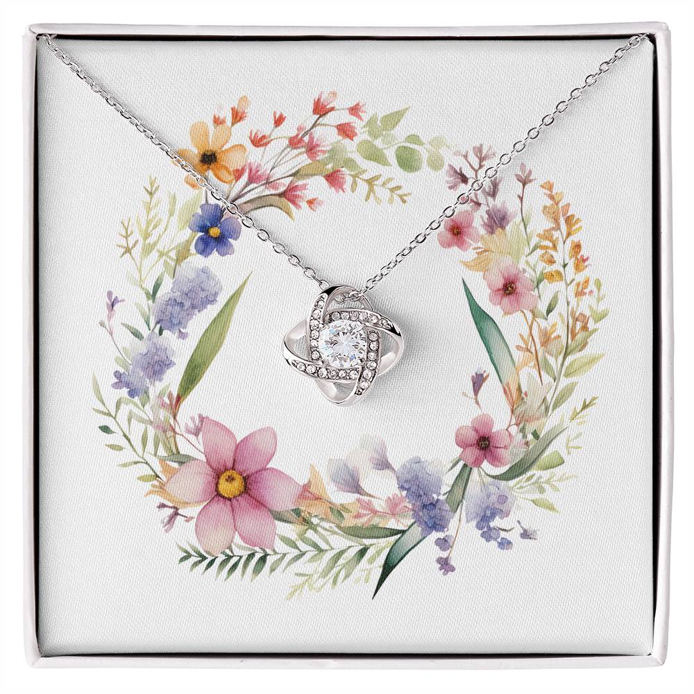 Boho Flowers Wreath Watercolor 07 - Love Knot Necklace