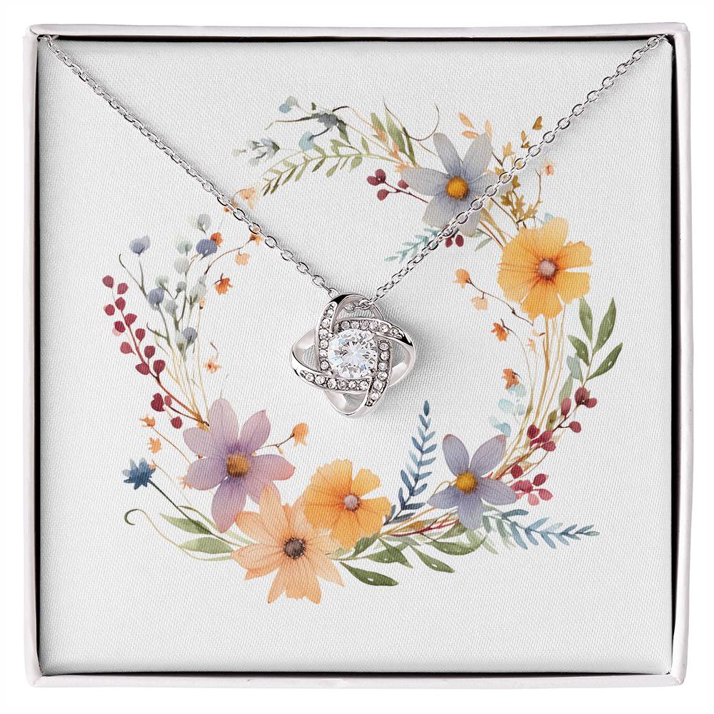 Boho Flowers Wreath Watercolor 10 - Love Knot Necklace