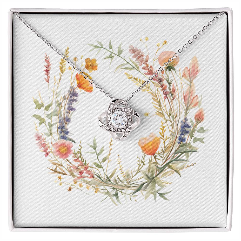 Boho Flowers Wreath Watercolor 09 - Love Knot Necklace
