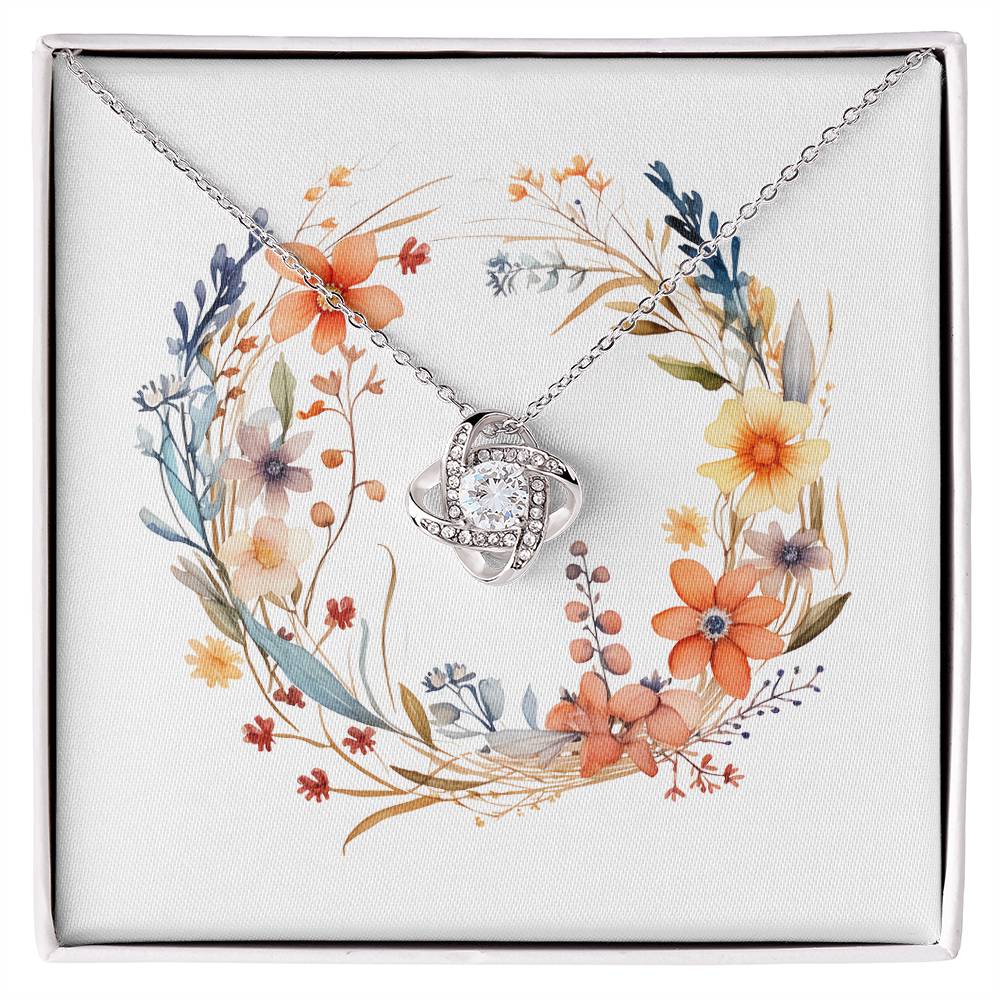 Boho Flowers Wreath Watercolor 06 - Love Knot Necklace