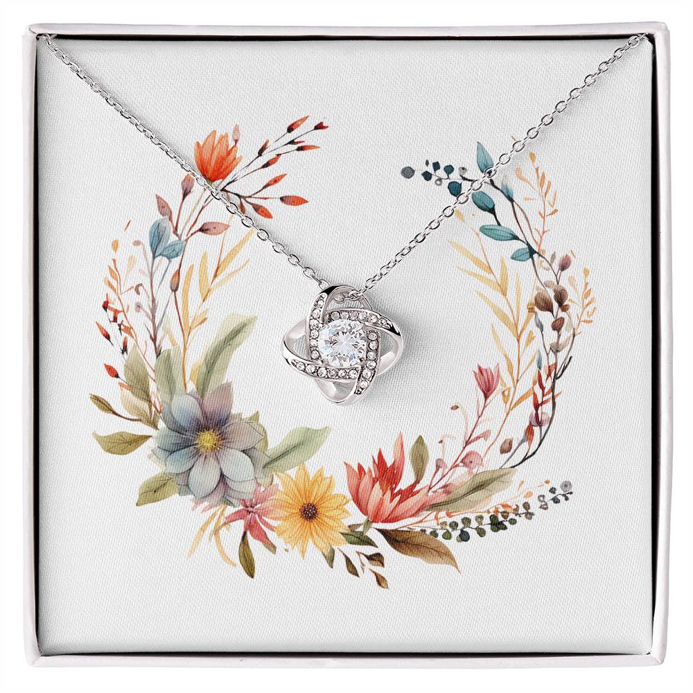 Boho Flowers Wreath Watercolor 17 - Love Knot Necklace
