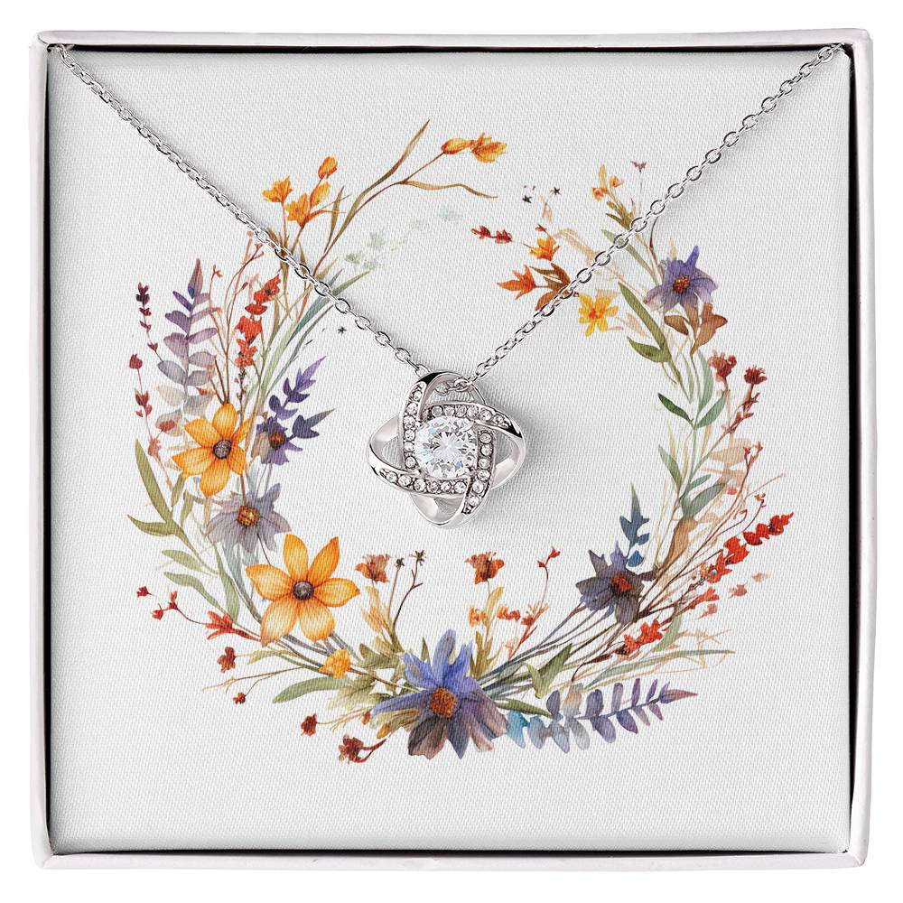 Boho Flowers Wreath Watercolor 14 - Love Knot Necklace