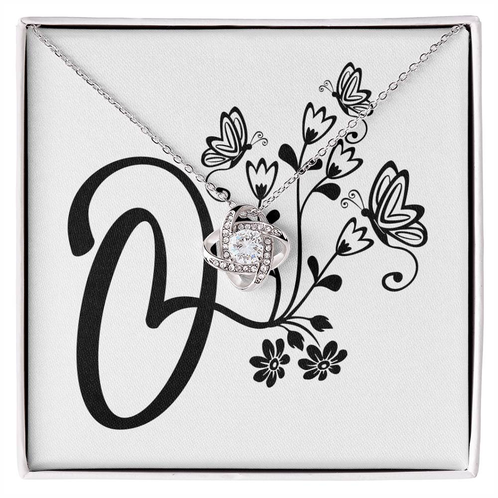 Botanical Monogram O - Love Knot Necklace