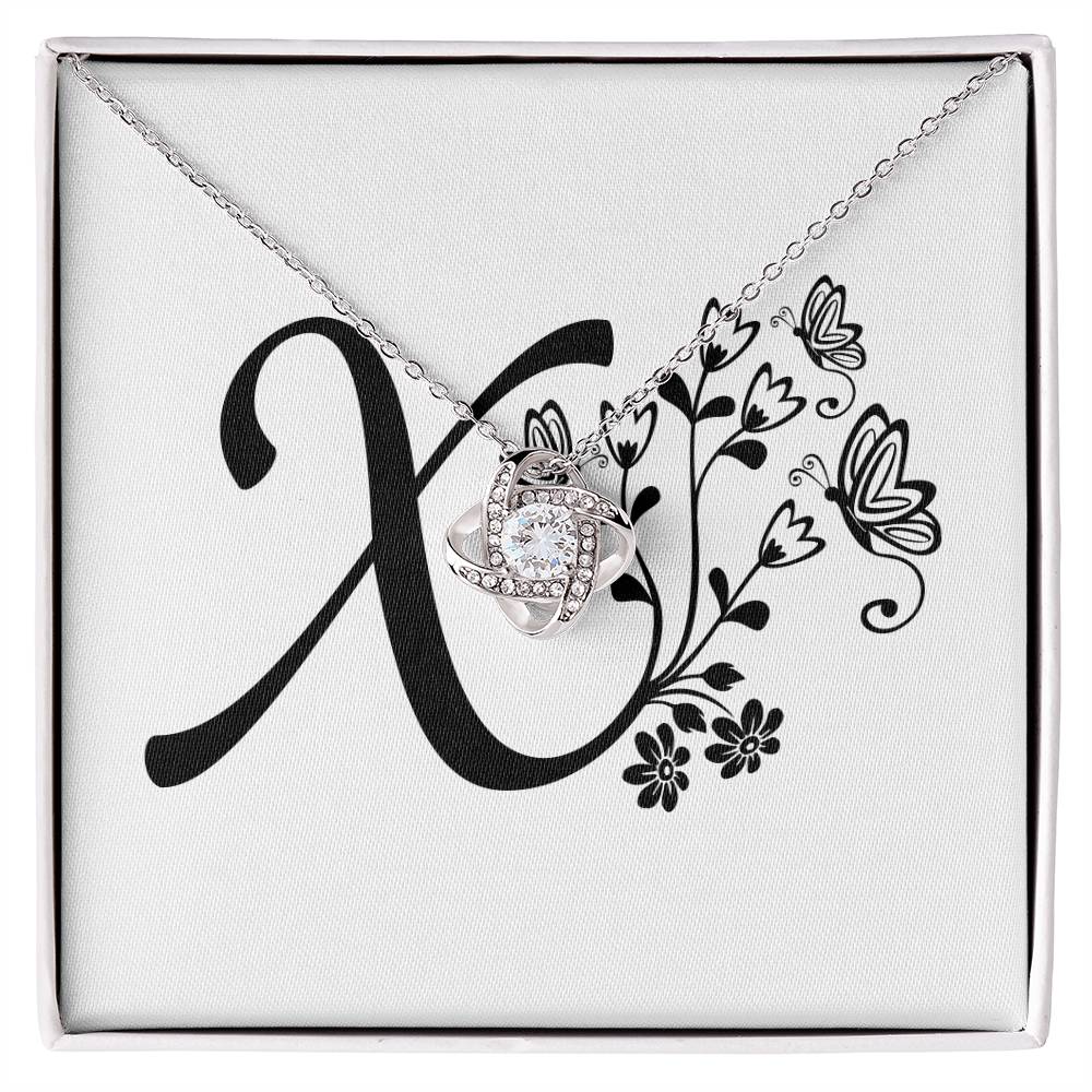 Botanical Monogram X - Love Knot Necklace