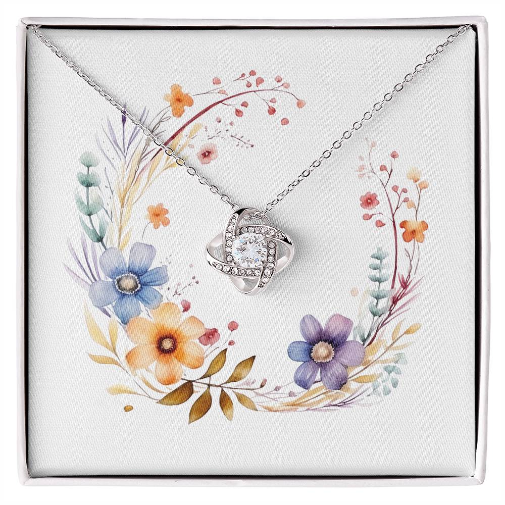 Boho Flowers Wreath Watercolor 11 - Love Knot Necklace