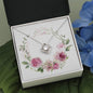 Watercolor Pink Floral Frame 1 - Love Knot Necklace