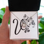 Botanical Monogram V - Love Knot Necklace