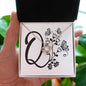 Botanical Monogram Q - Love Knot Necklace