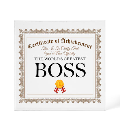 World's Greatest Boss - 6" x 6" Acrylic Block