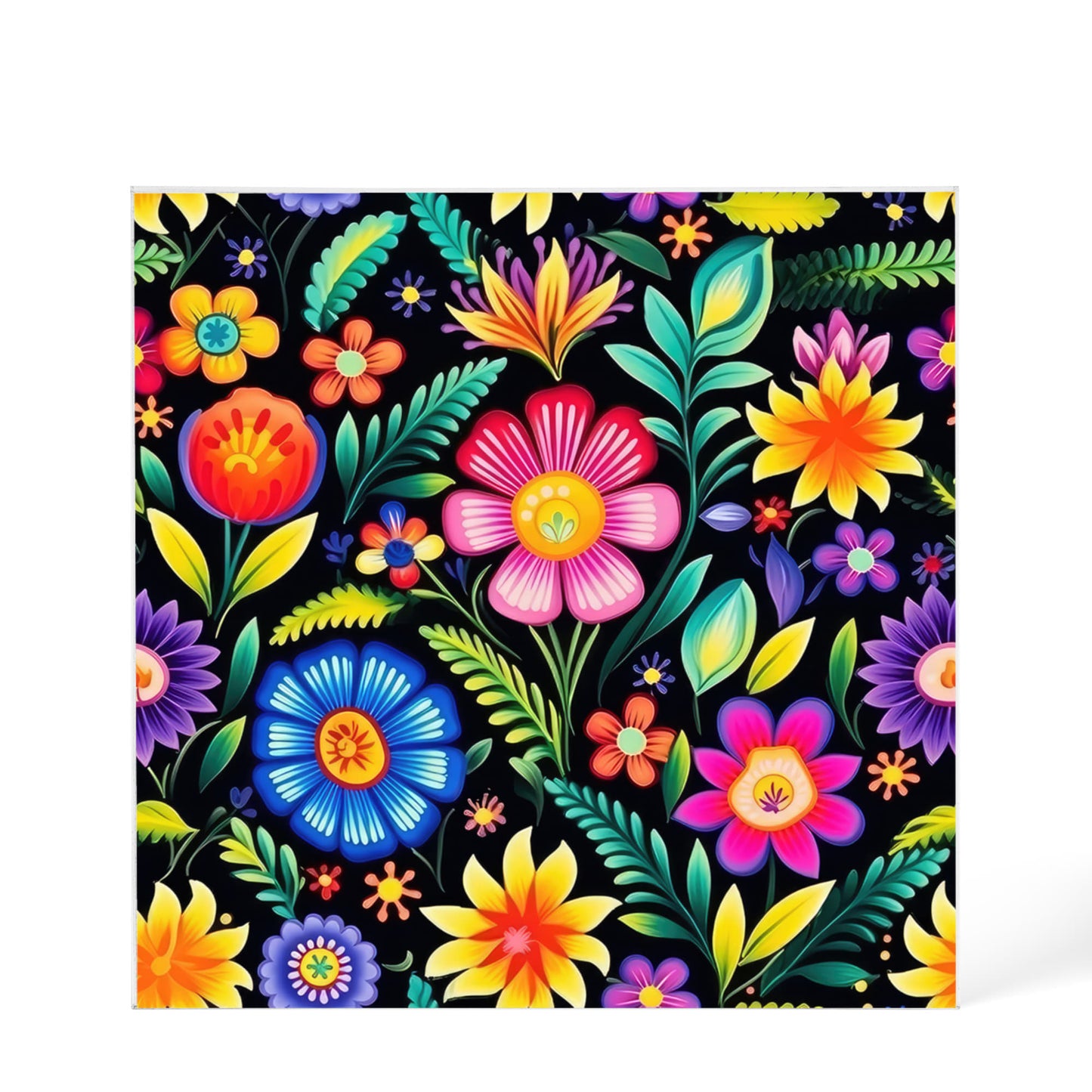 Mexican Floral Fiesta Pattern 029 - 6" x 6" Acrylic Block
