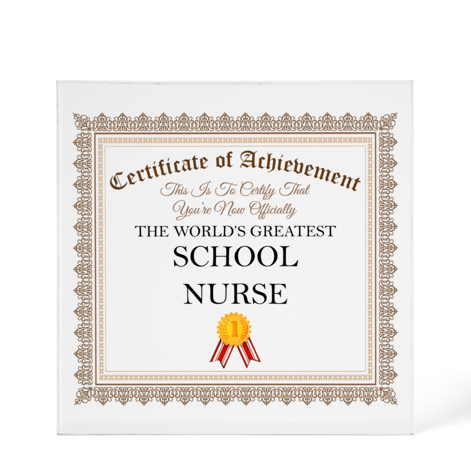 World's Greatest School Nurse - 6" x 6" Acrylic Block