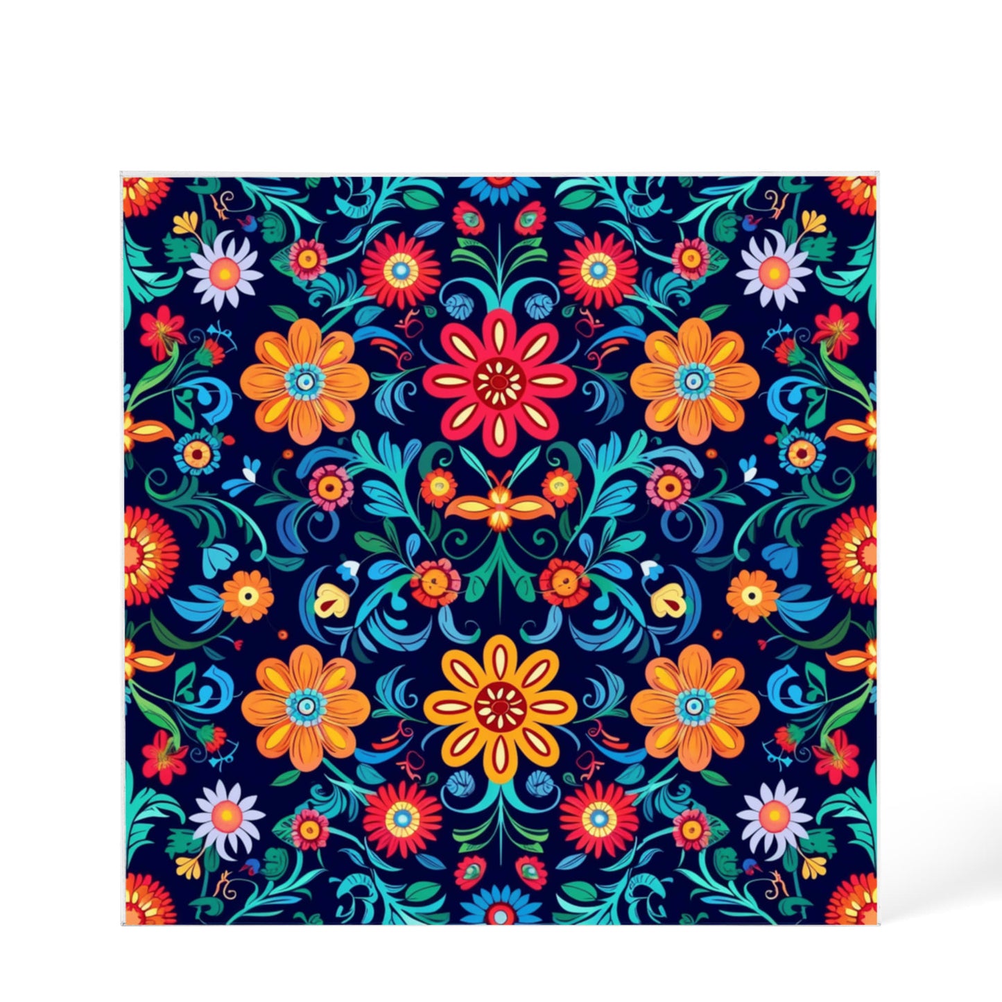 Mexican Floral Fiesta Pattern 071 - 6" x 6" Acrylic Block
