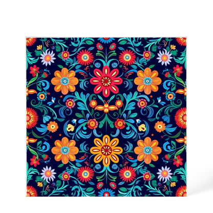 Mexican Floral Fiesta Pattern 071 - 6" x 6" Acrylic Block