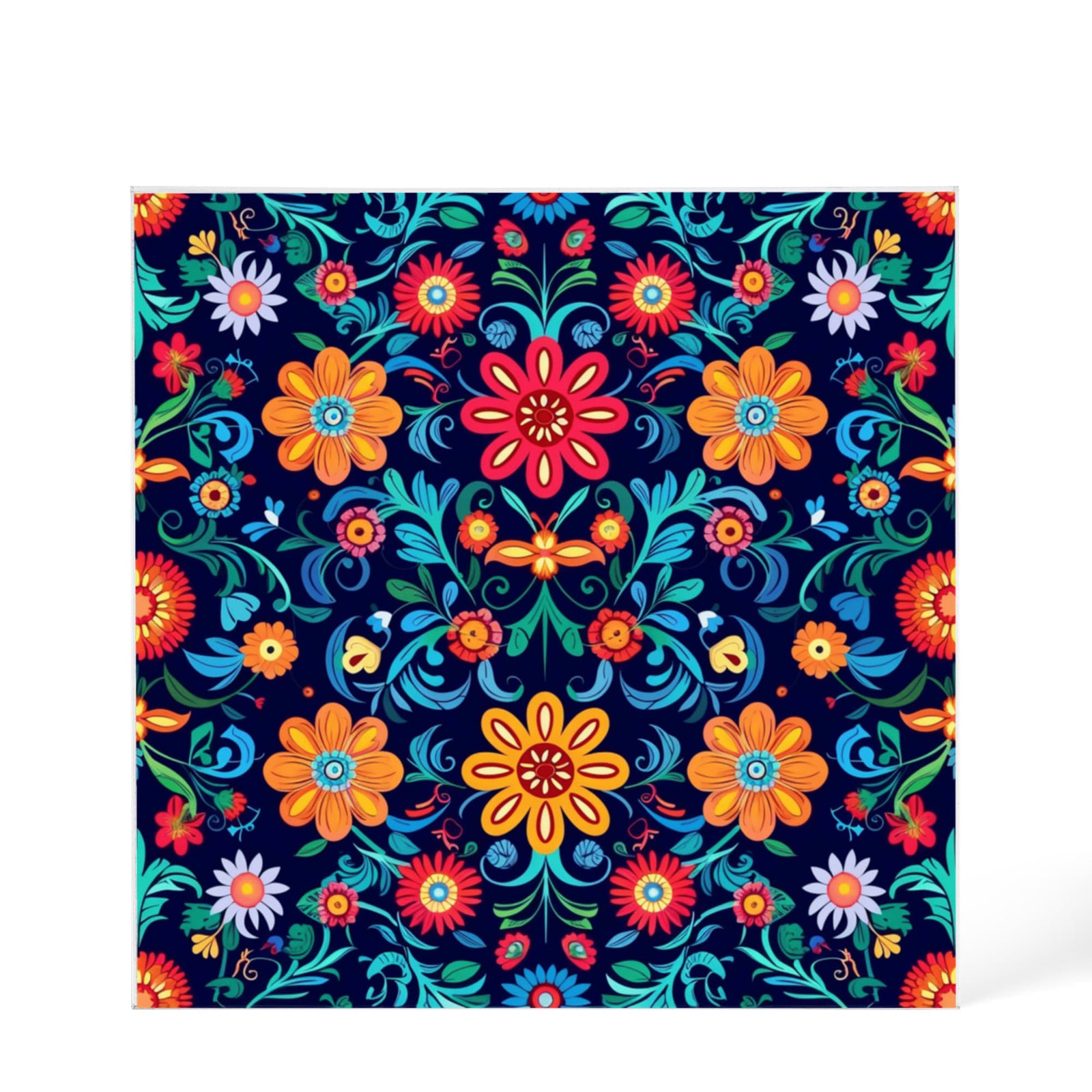 Mexican Floral Fiesta Pattern 071 - 6" x 6" Acrylic Block