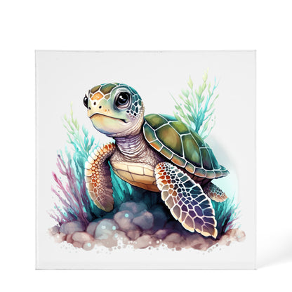 Cute Sea Turtle 015 - 6" x 6" Acrylic Block