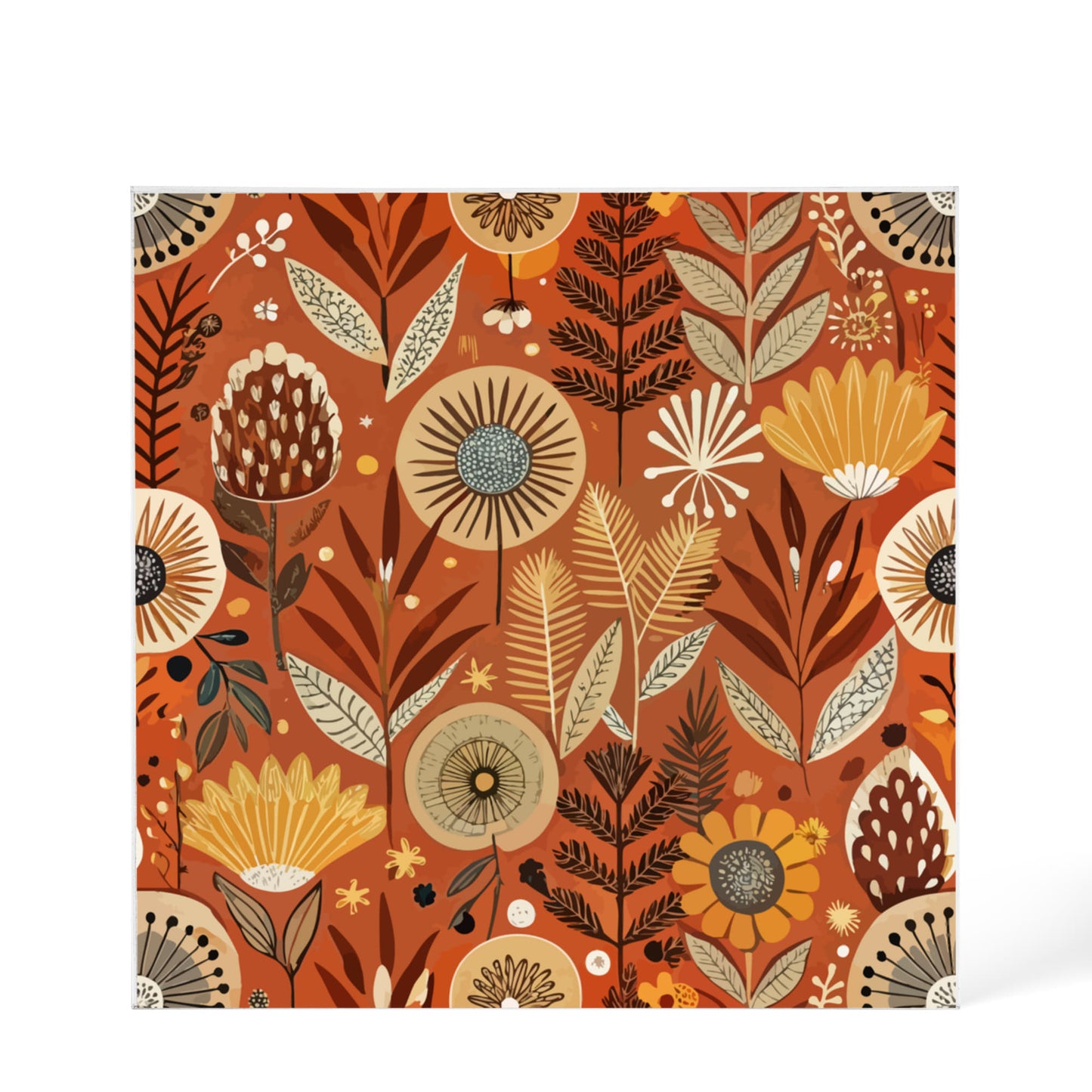 Folk Floral Pattern, African Inspired 02 - 6" x 6" Acrylic Block