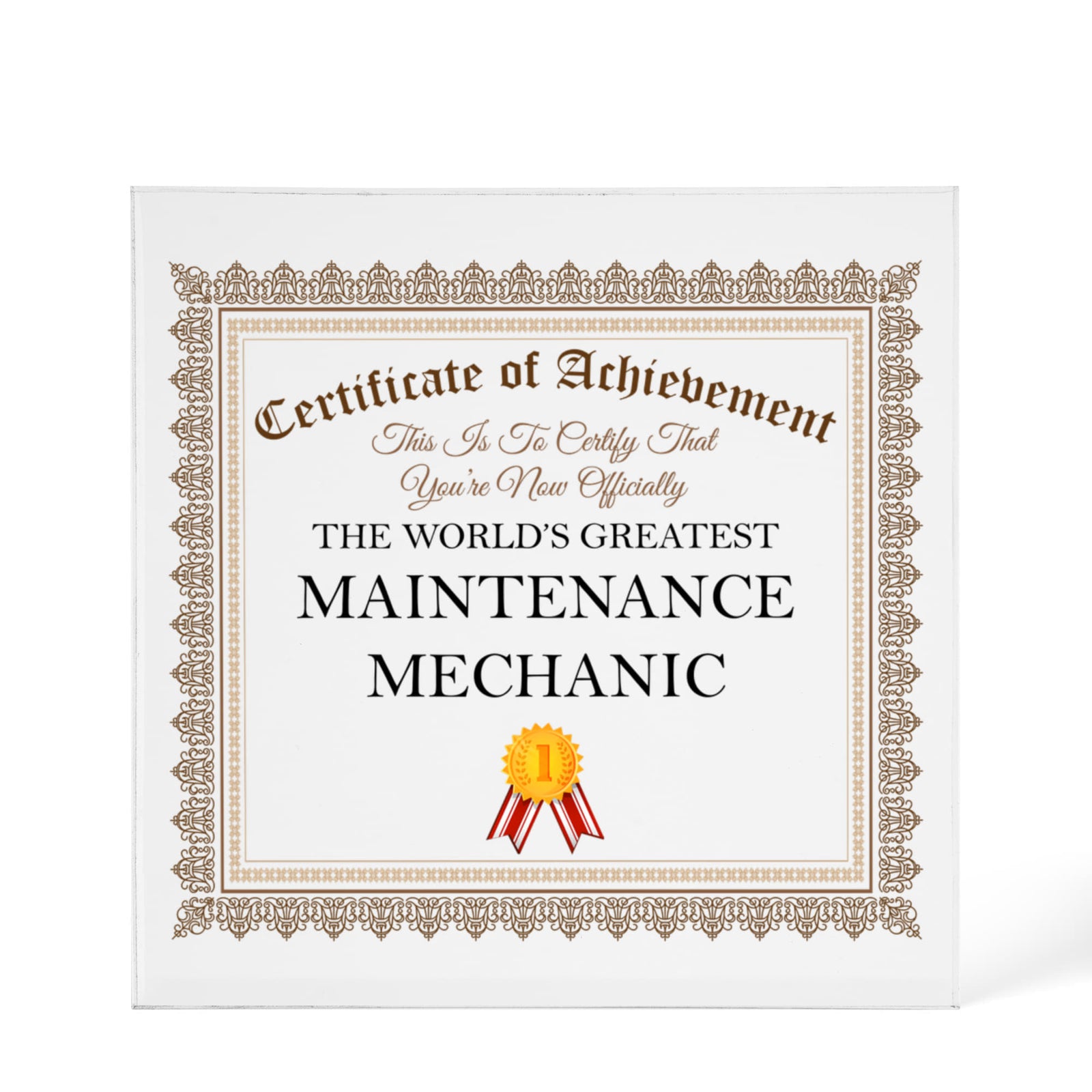 World's Greatest Maintenance Mechanic - 6" x 6" Acrylic Block