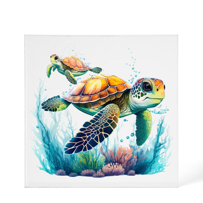 Cute Sea Turtle 009 - 6" x 6" Acrylic Block