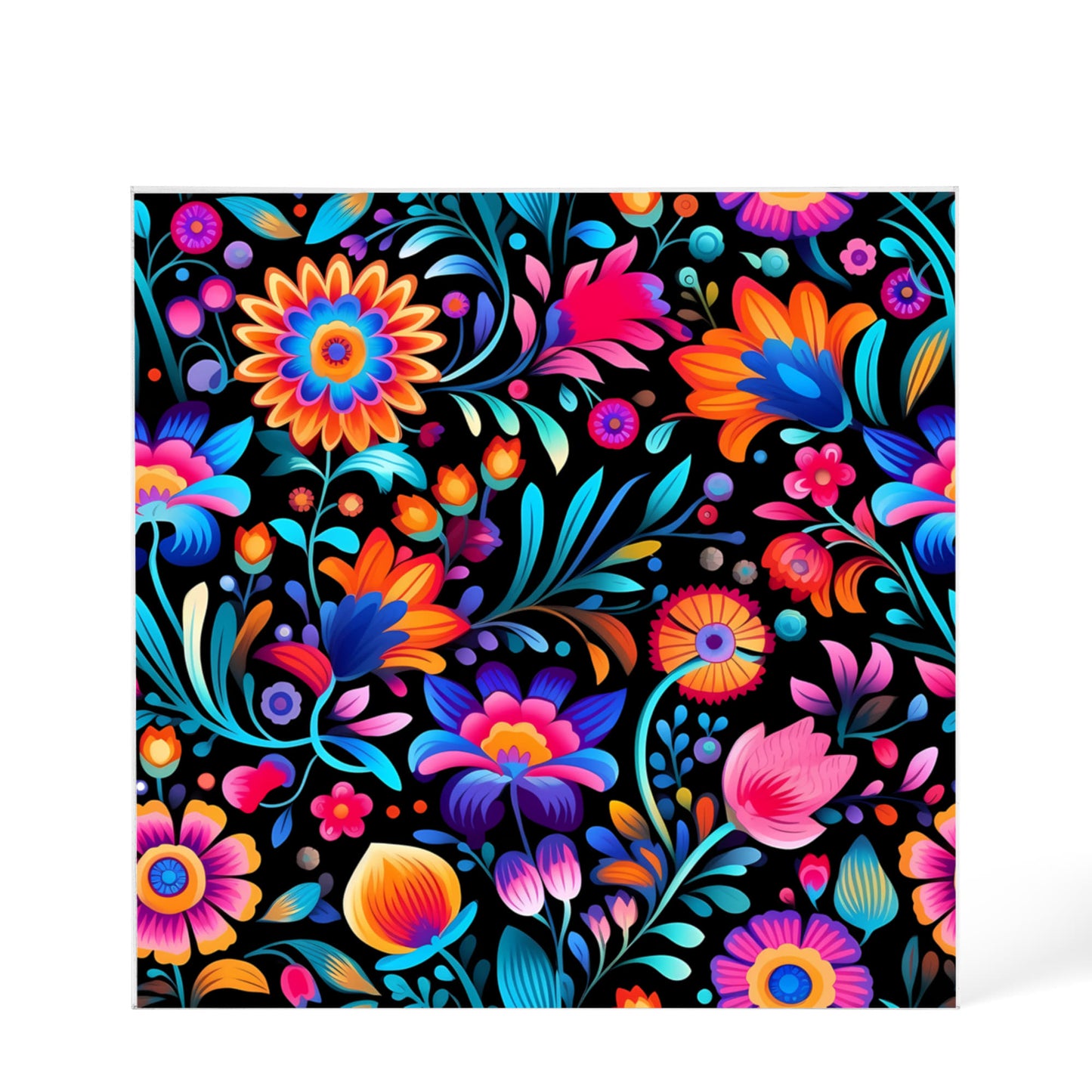 Mexican Floral Fiesta Pattern 057 - 6" x 6" Acrylic Block
